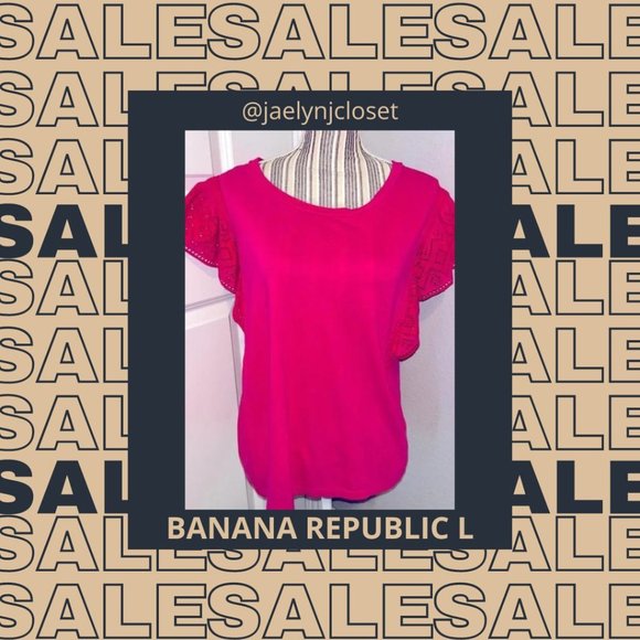 Banana Republic Tops - Banana Republic Hot Pink Embroidered Sleeve Blouse